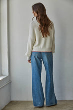 Load image into Gallery viewer, W2411 | Knit Sweater Crew American Flag Pullover: Navy / S
