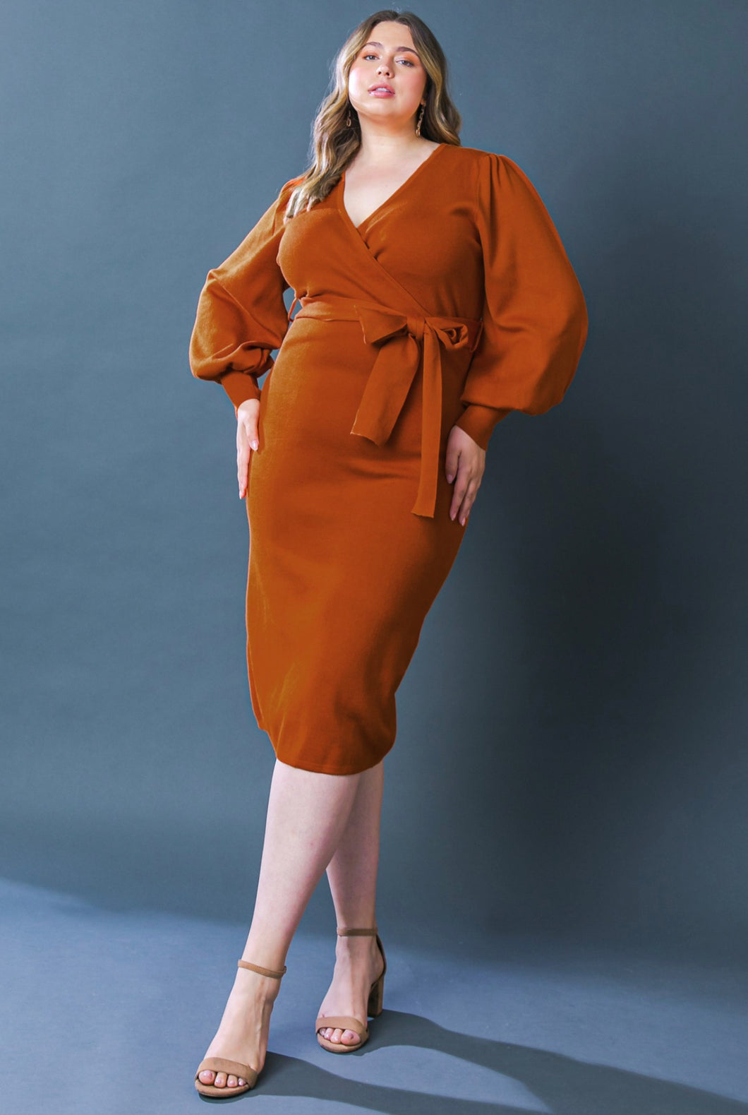 PLUS Orange Knit Dress