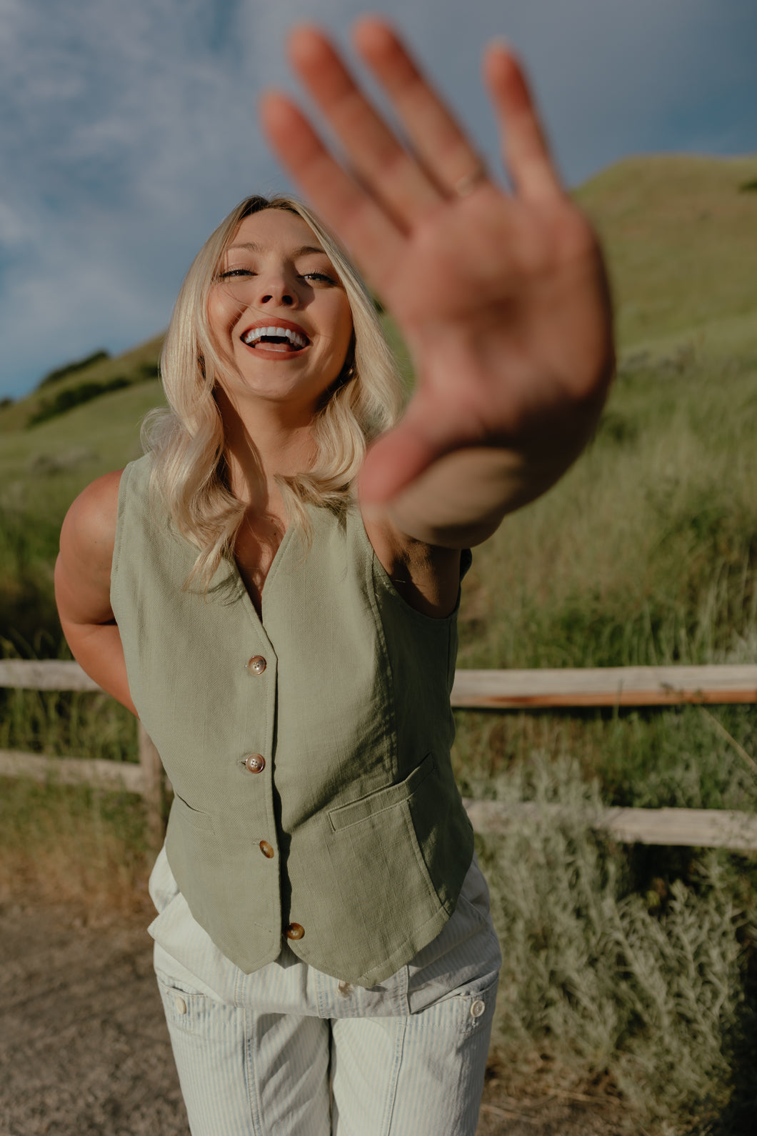 Sage Linen Vest