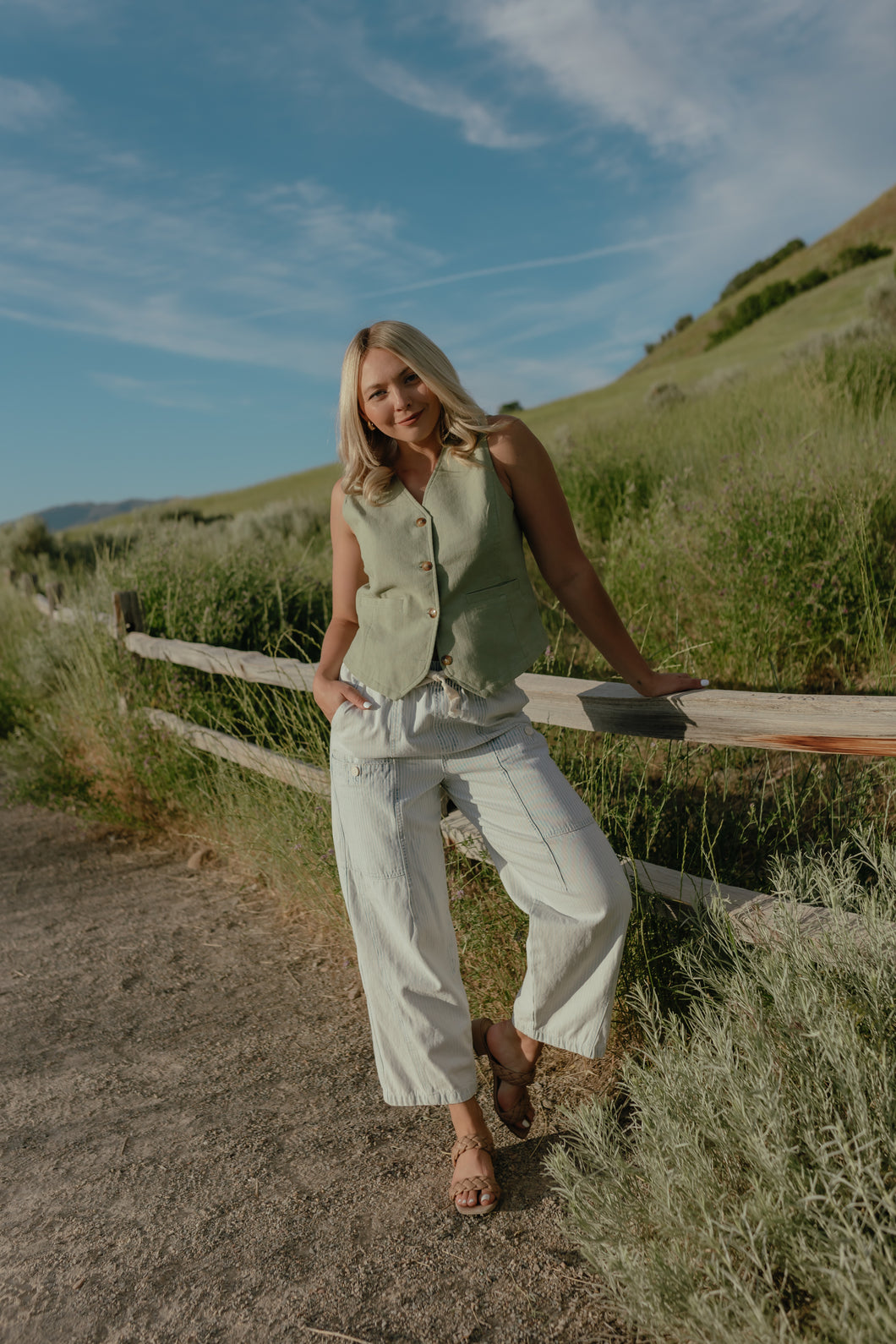 Stripe and Washed Barrel Pant