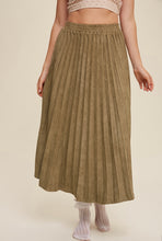 Load image into Gallery viewer, Olive Suede Pleated Skirt
