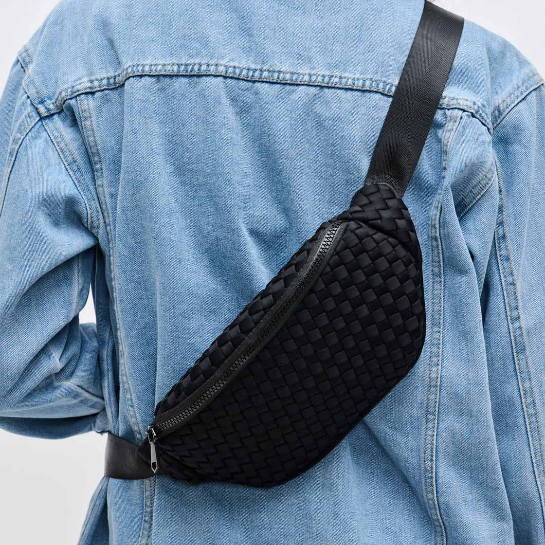 Sol and Selene Woven Neoprene Belt Bag- Black