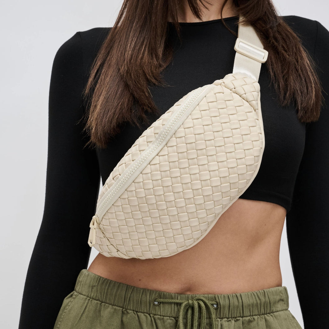 Sol and Selene Woven Neoprene Belt Bag- Cream